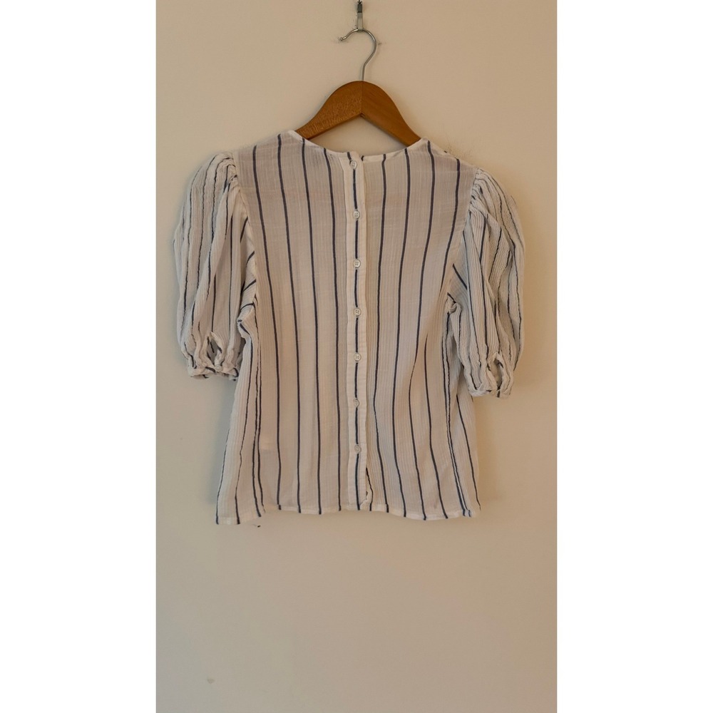 J.Crew Puff-Sleeve Top in Sheer Cotton Gauze Blue XS - Picture 2 of 9